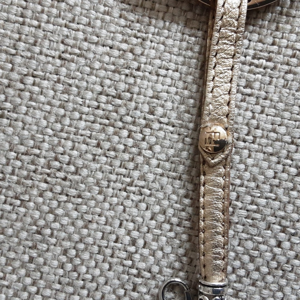 Fendi Metallic Gold Logo Disc Bracelet with Light Pink Band - Picture 8 of 11